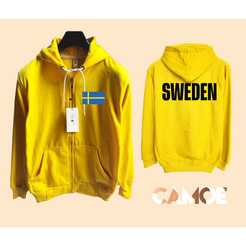 Jaket Hoodie Zipper Bendera SWEDEN Piala Dunia World Cup