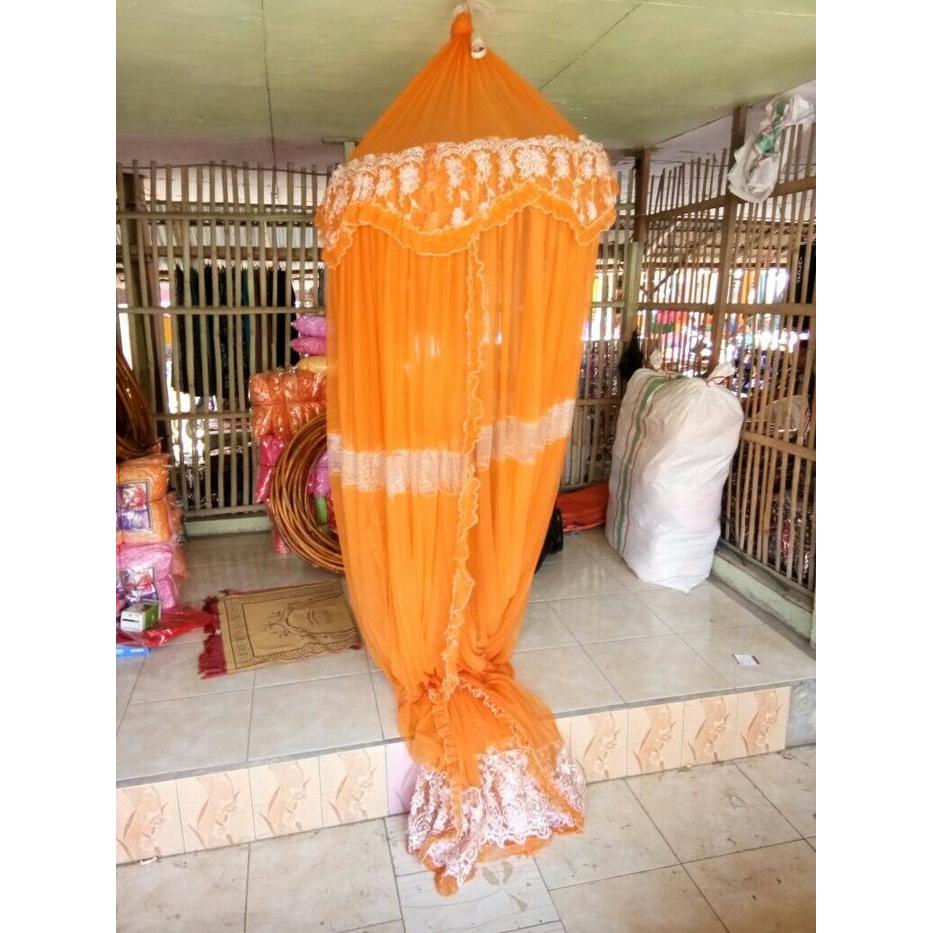 Kelambu Gantung Tile Bordir Tebal Ring Rotan