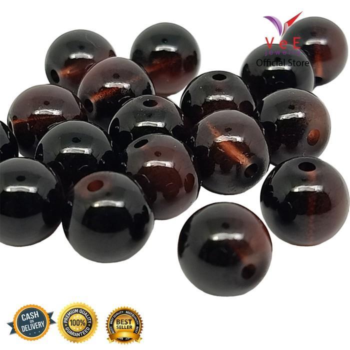 Butiran Batu Giok Burma Jadeite 10mm Black Jade Grade A - VeE
