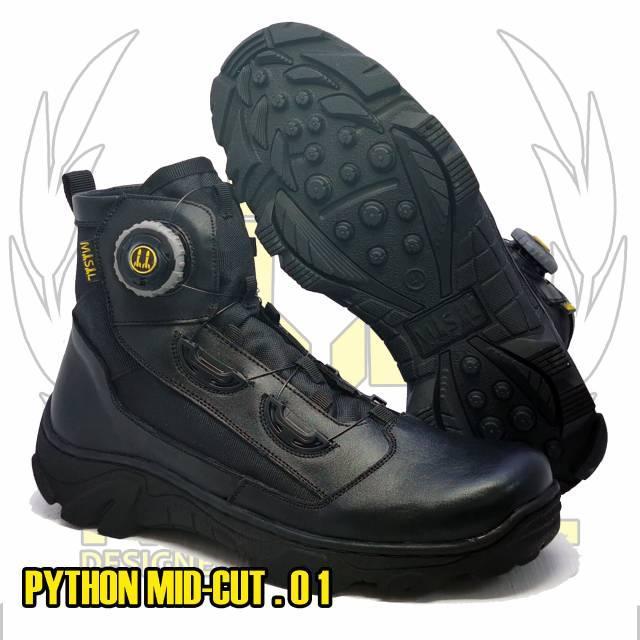 Sepatu PDL TNI Brimob / Polri Tali Putar Pyhton Mid Cut Merk MISIL