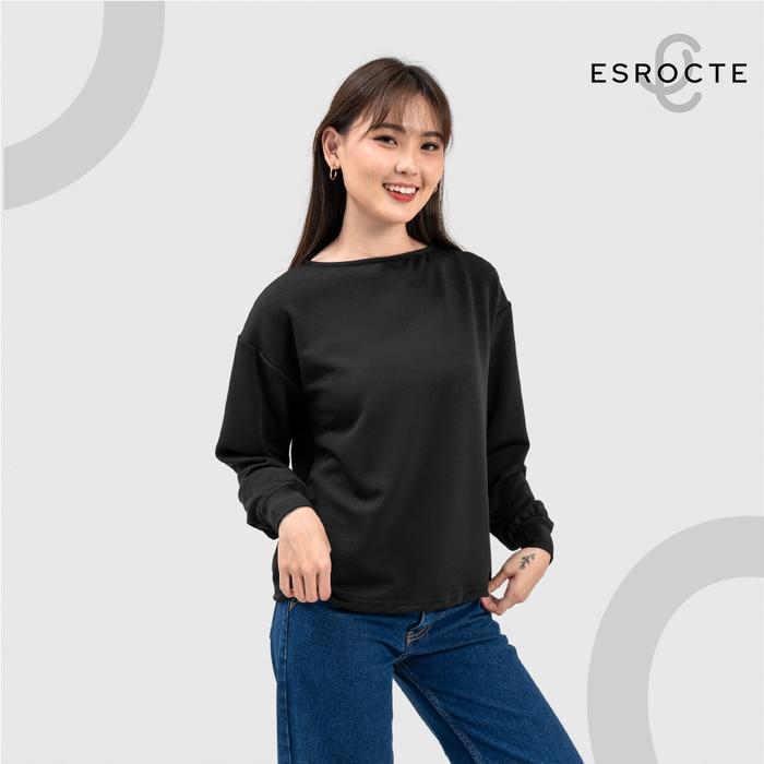 ESROCTE Atasan Wanita Boat Neck Sweater Knit Nala Top - S-XL - Hitam, XL