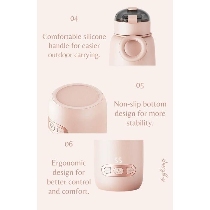 DISKON Pemanas Air Travel Portable 300ML Heating Bottle USB Travel Portable