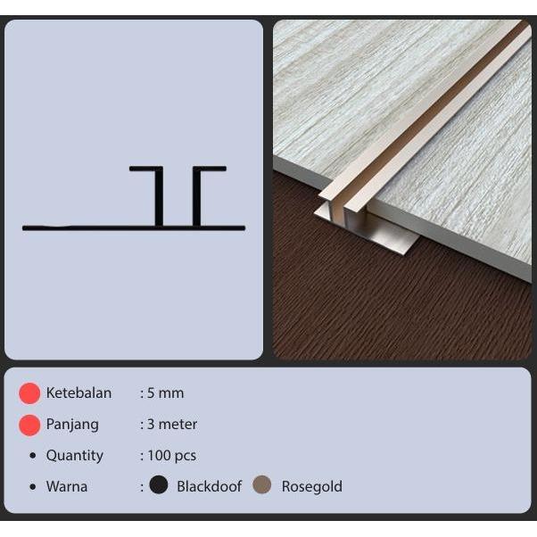 PLASWOOD ALUMINIUM PROFILE LIST ALUMINIUM 5 MILI 5 MM 3 METER LR 05 5mm ROSEGOLD