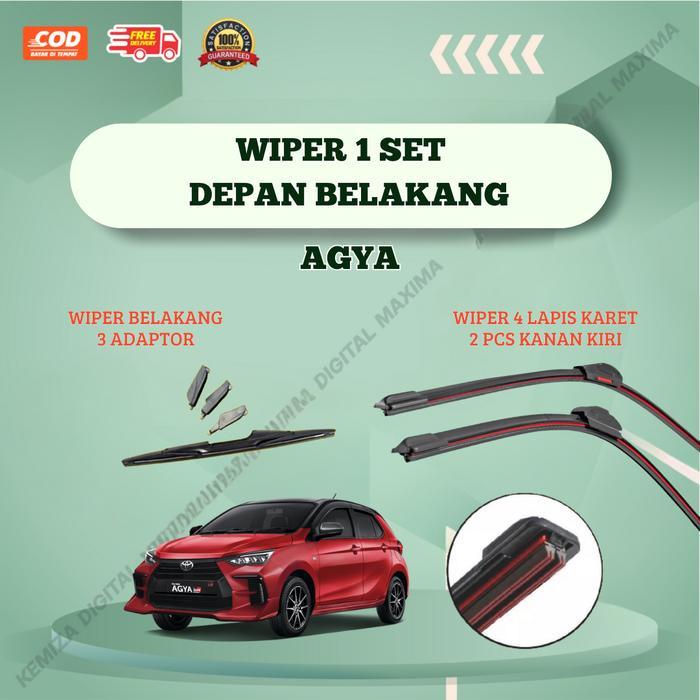 Wiper Quad Mobil Agya 1 Set Depan Belakang - Wiper Depan 4 Lapis Karet Mobil Agya - Wiper Belakang