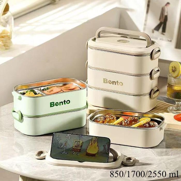 PROMO kotak makan set lunch box stainless anti tumpah kotak bekal anak tas lunch box stainless anti
