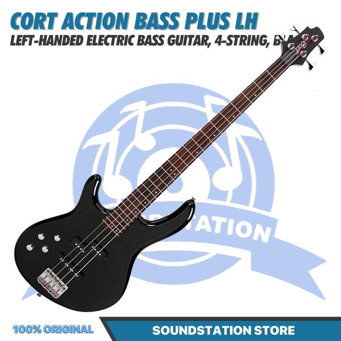 Cort Action Bass Plus LH-BK Left-Handed Electric Guitar Bass 4-String, Black - Gitar Bass Kidal Elek