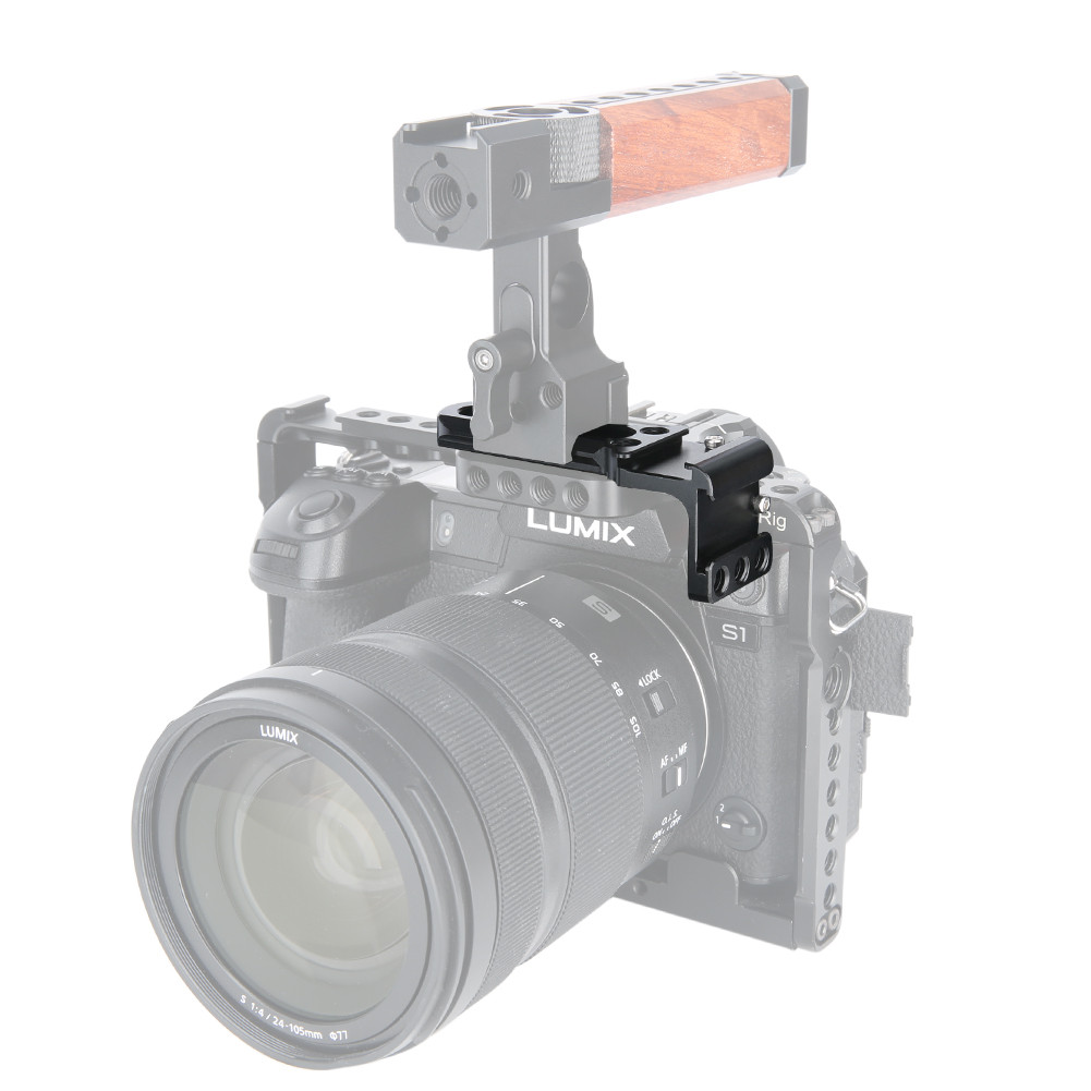 NICEYRIG Right Angle Dual Cold Shoe Mounts Bracket, Cold Shoe Extension Bar with Quick Release NATO