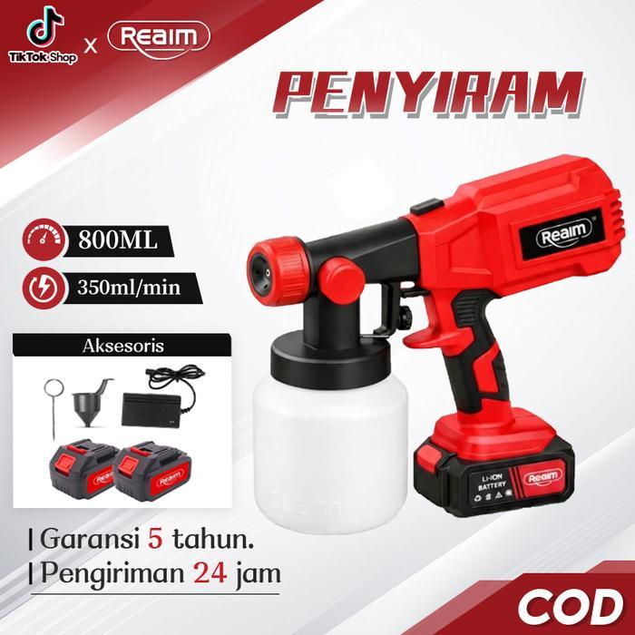 REAIM Spray Gun Listrik Baterai 800ML Mesin Cat Semprot Cordless Sprayer Cat Electric Spray Gun Alat