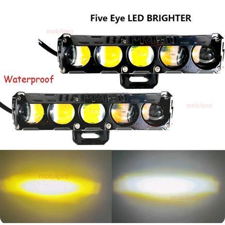 12Volt/24Volt Lampu LED Tembak Kabut Sql 5 Mata Lensa 2 Warna Kuning Putih Lampu Tembak Sorot Motor