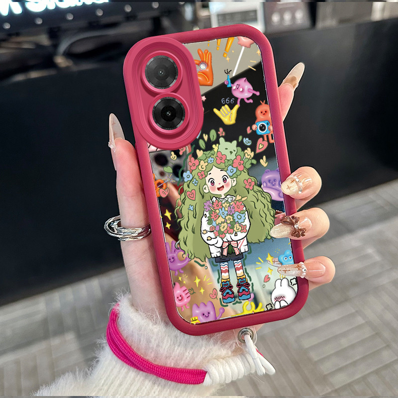 Casing Hp untuk Xiaomi Redmi A5 4G Case Gadis Bunga Kasing silikon Mirror Cesing  Cermin Softcase mo