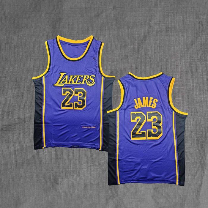 BORDIR Jersey Basket Lebron James Lakers Statement Ungu