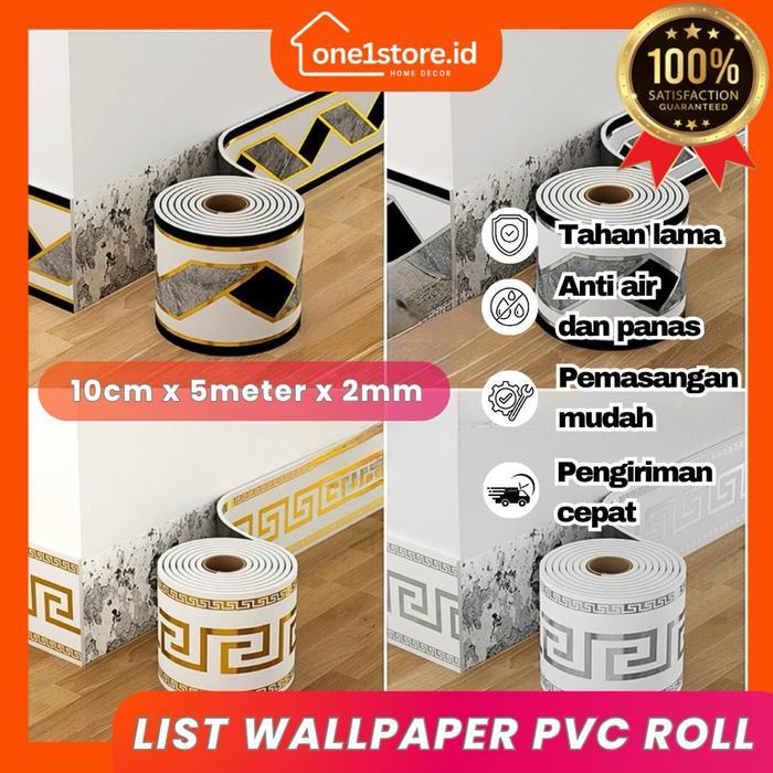"New" 10cm x 5m List Wallpaper PVC Roll List Stiker Dinding PVC Roll Premium