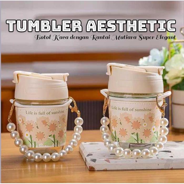 ((PROMO)) AZ BOTOL MINUM KOREA / TUMBLER SEDOTAN AESTHETIC TALI MUTIARA