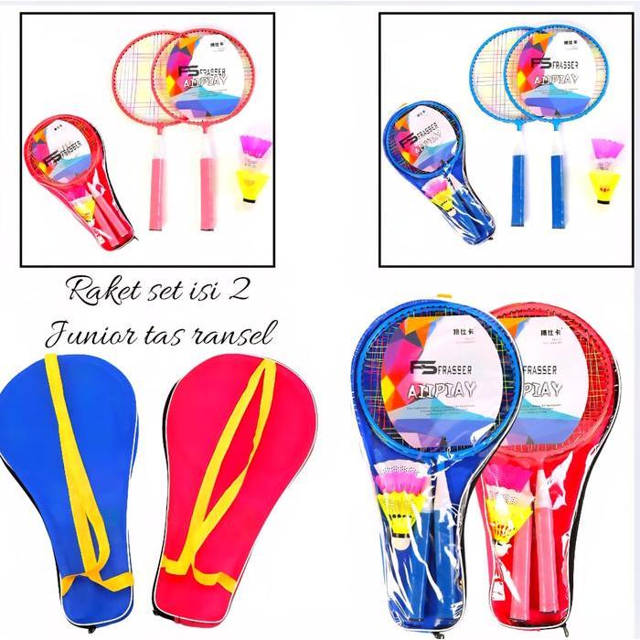 Raket Bulutangkis Anak 220 JN Junior JARING Set ISI 2 dengan 2 Raket 1 Kok & Free Cover untuk Usia