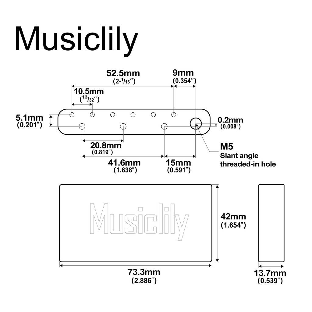 Musiclily Ultra 52.5mm Full Solid Brass/Steel 42mm Standard MIM Tremolo Block for Mexico Fender ST