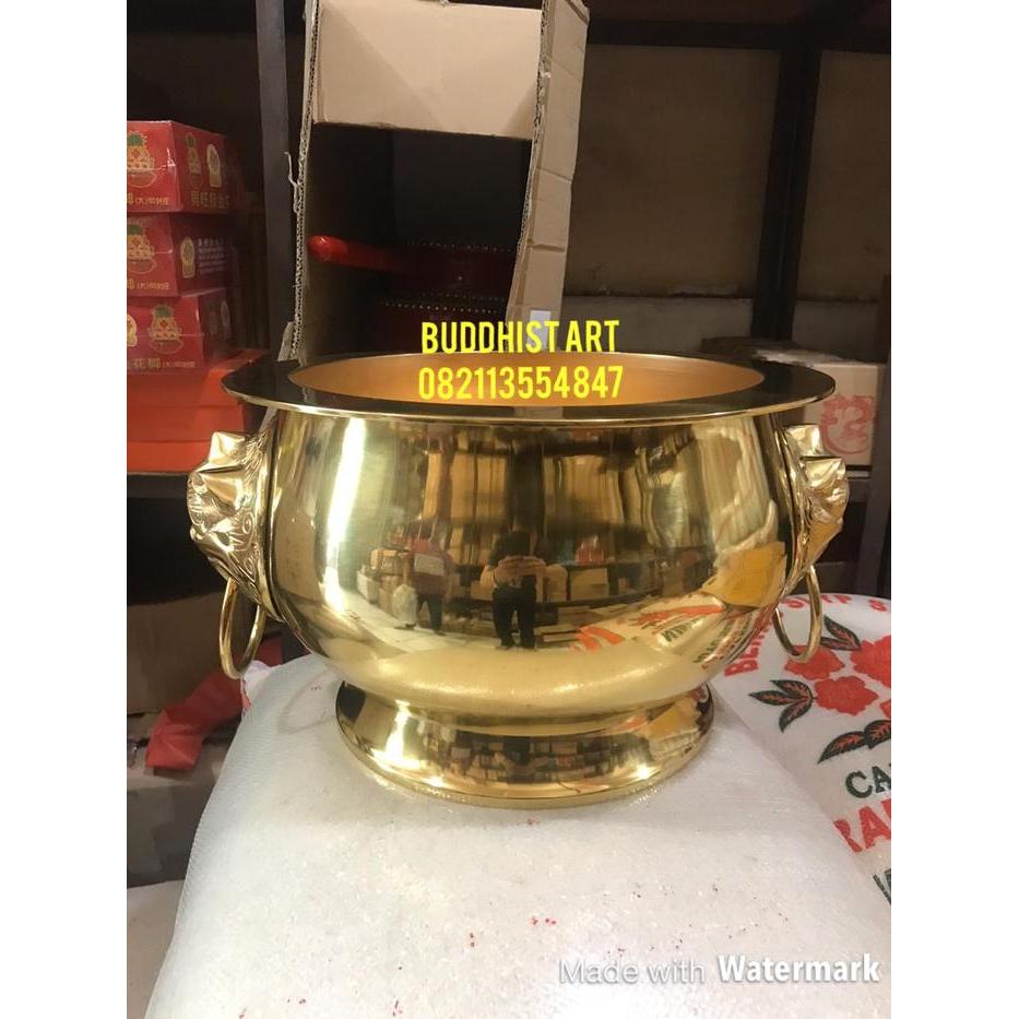 DISKON Hio Lo / hiolo/ hiulo/ hiu lo kuningan kepala singa 16 inch