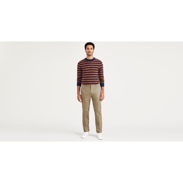 DOCKERS Signature Stain Celana Chino Pria Anti Noda dengan Teknologi Stain Defender - Khaki, Ukuran 