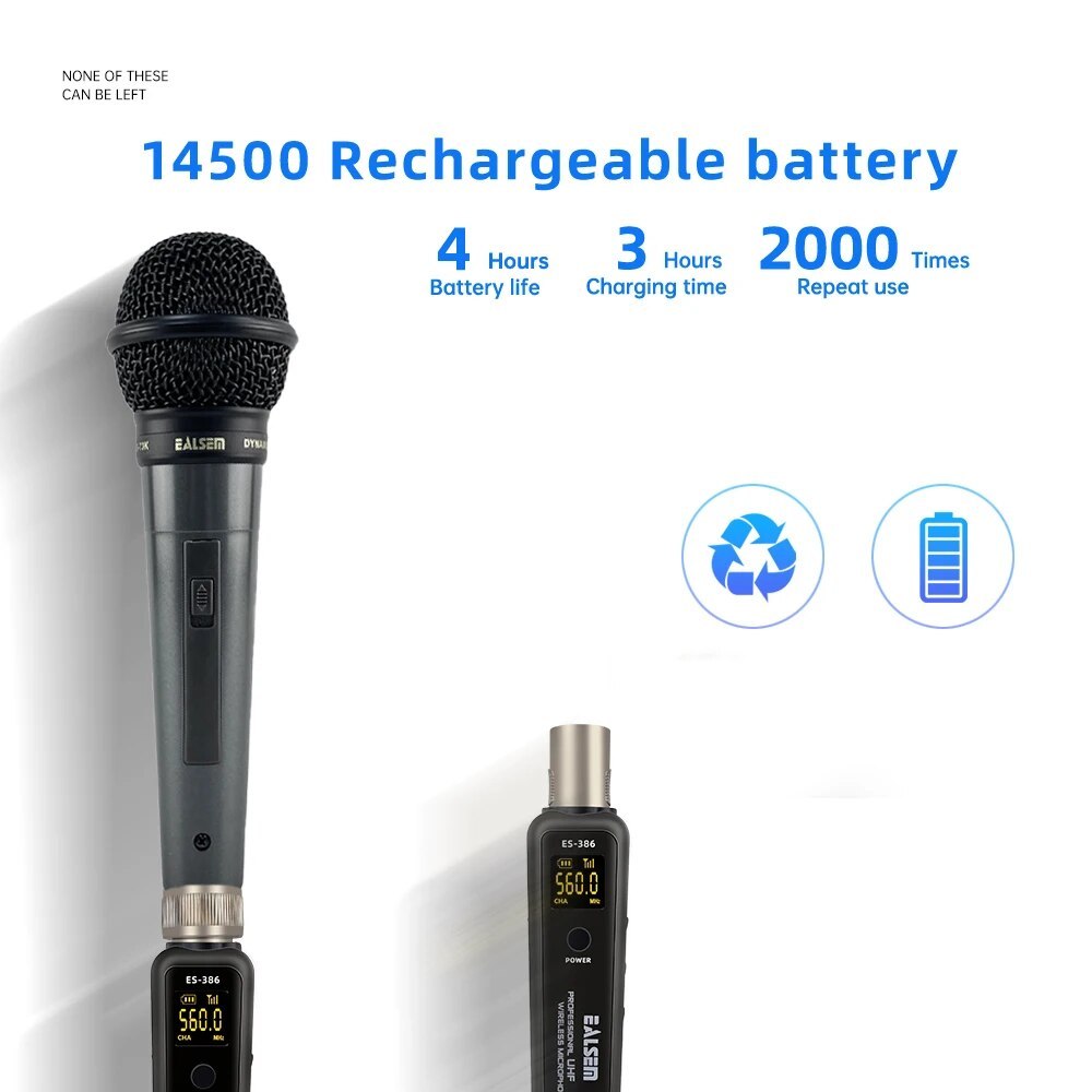 EALSEM UHF Wireless XLR Transmitter & Receiver System, for Dynamic & Condenser Microphone and