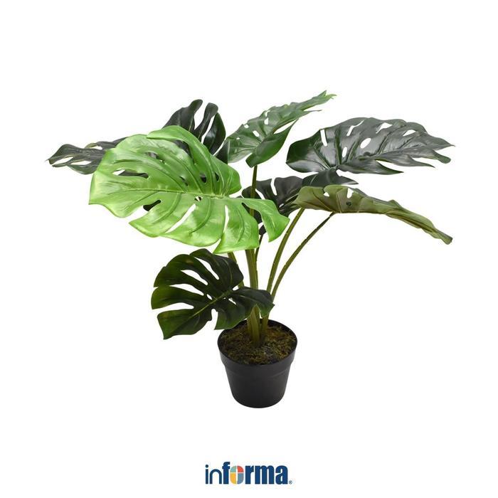 Tanaman Artifisial Monstera 60x60x60 cm Pajangan Dekorasi Ruangan Pot Plastik