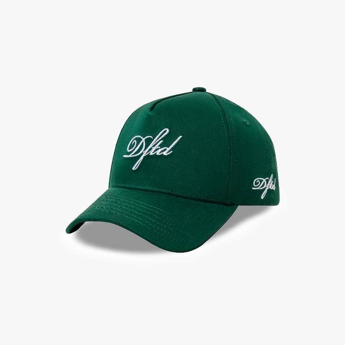 Exhale Apparel Caps Topi 5 Panel Lengkung Bordir Logo Bahan Katun Twill Warna Hijau Topi Cursivo - H