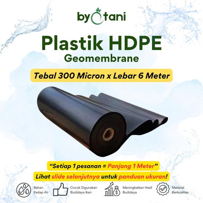 PLASTIK HDPE GEOMEMBRAN TEBAL 300 MICRON LEBAR 6 METER - PLASTIK GEOMEMBRAN KOLAM IKAN
