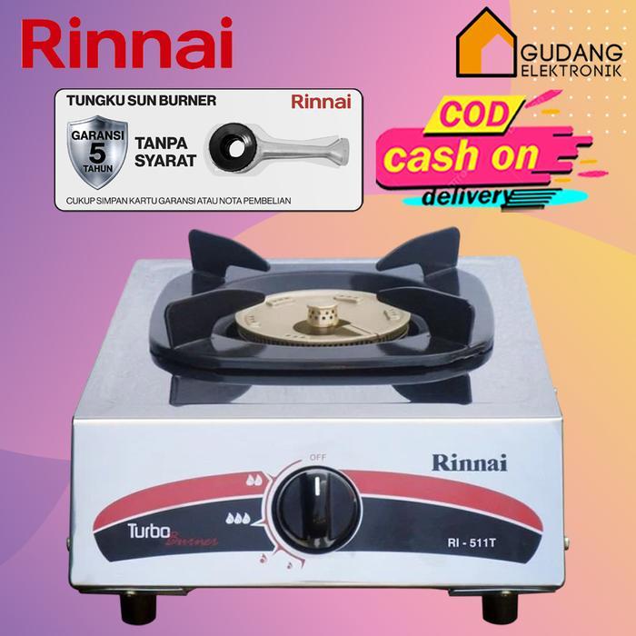 [COD READY] RINNAI KOMPOR GAS STAINLESS STEEL 1 TUNGKU RI 511T / RI-511T / RI 511 T / RI511 T
