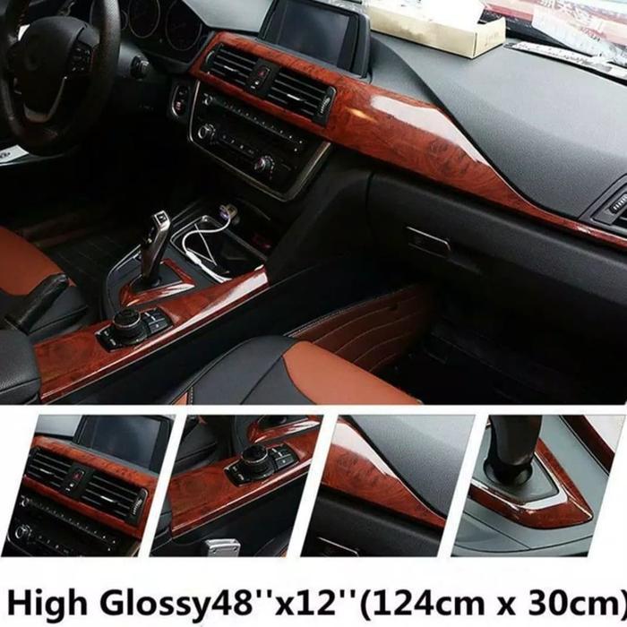 Stiker Vinyl wood glossy Car mobil /panel wood serat kayu stiker mobil