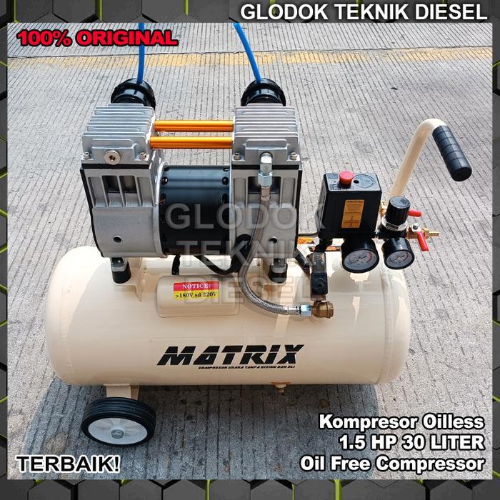 Kompresor Oilless 1.5 HP 30 Liter Oil Free Air Compressor Oil Less Portable 1,5 hp 30liter 30 L Orig