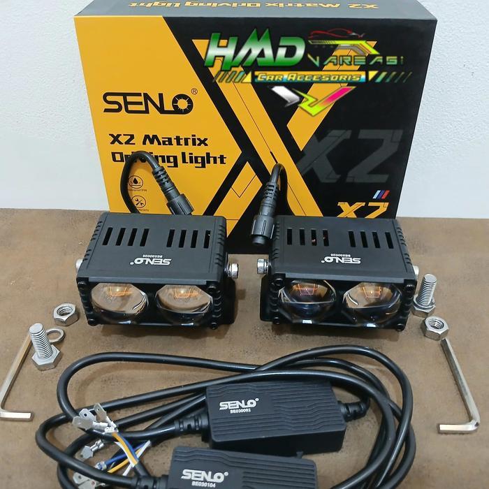 Lampu Senlo X2 Flus Mini Projie Sql 2 Mata Projector Led Motor Mobil 90Watt - X2 Senlo Kuning Putih