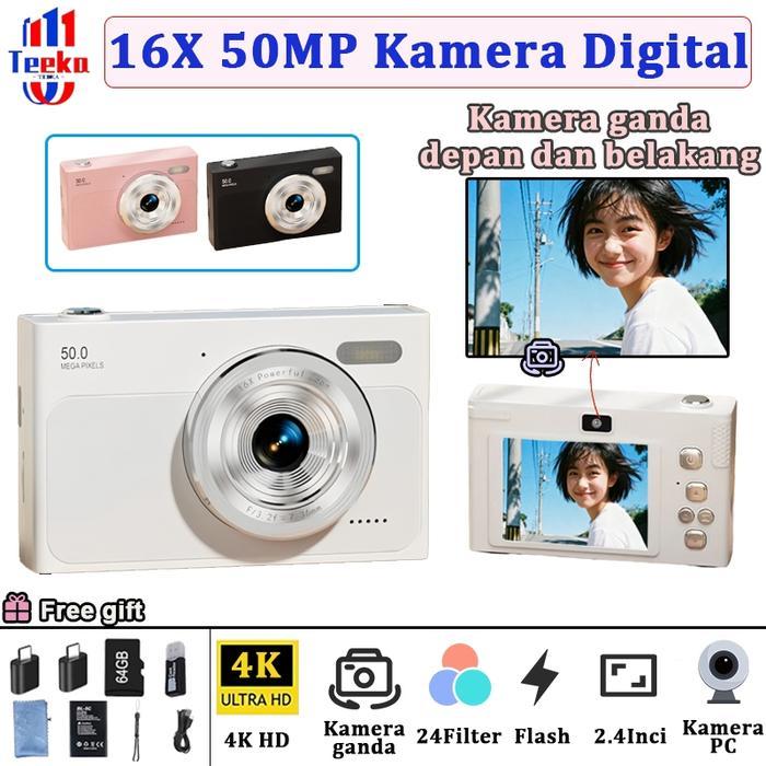 TEEKA H27 4K Mini Kamera Digital 50MP 16X Digital Zoom Digicam Kamera Pocket 4K Kamera / Camera Saku