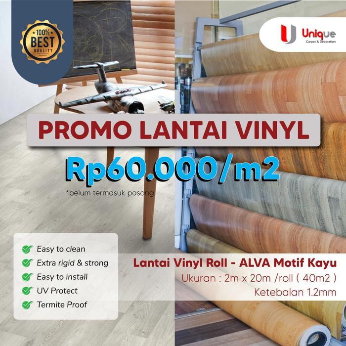 Vinyl Roll Lantai Tebal 1.2Mm / Karpet Vinyl Alva Motif Kayu Lebar 2M Diskon Sale
