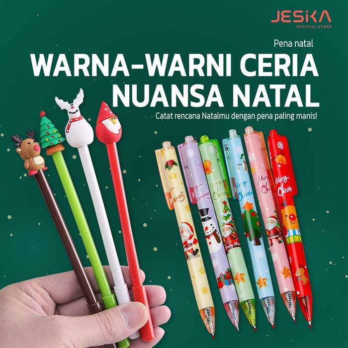 Pena Pulpen Gel Hitam Aksesoris Natal Christmas Barang Impor Surabaya Stationery Terpercaya