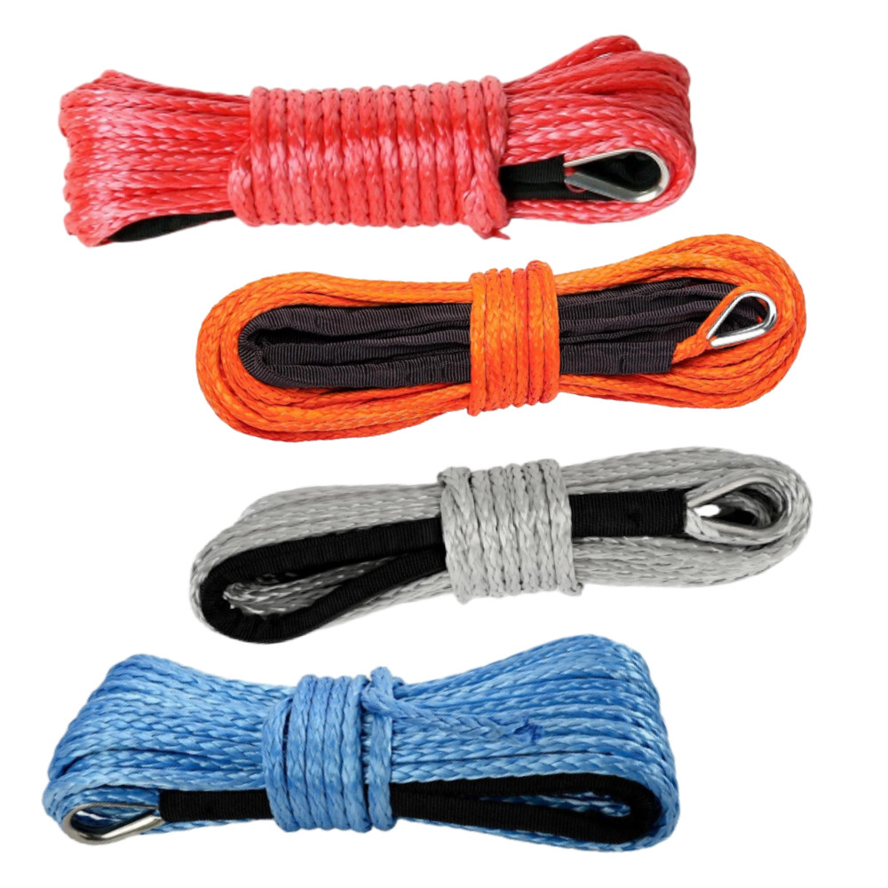 15M 4.8/6MM 10000LBS CAR SYNTHETIC WINCH ROPE LINE RECOVERY CABLE WITH BLACK SLEEVE FOR 4WD ATV SUV