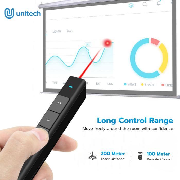 Premium Unitech Laser Pointer Wireless Alat Presentasi Pen 50M Kontrol Original