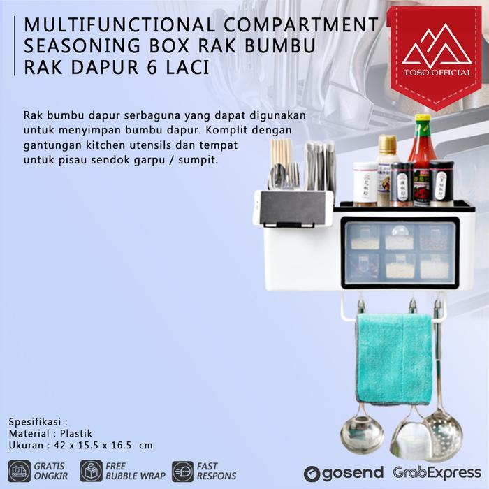 MULTIFUNCTIONAL COMPARTMENT SEASONING BOX RAK BUMBU RAK DAPUR 6 LACI