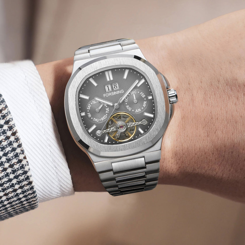2026 FORSINING Luxury Brands Mens Watch Multifunction Automatic Movement Mechanical Male Stainless