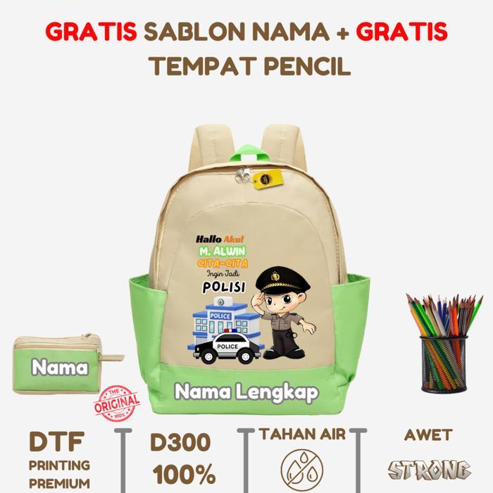 Tas Anak - - Tas Ransel Anak Polisi - Tas Ransel Sekolah Anak Karakter Polisi - Tas Ransel Custome