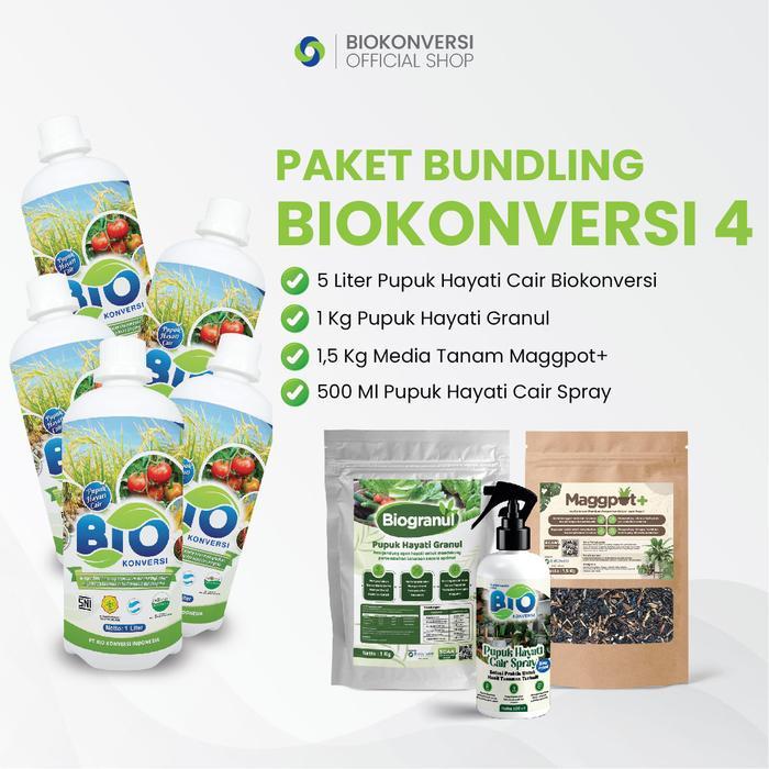 Pupuk Hayati Cair Paket Bundling Pupuk Hayati Organik Cair 5 Liter, Granul 1 Kg, Media Tanam, dan Sp