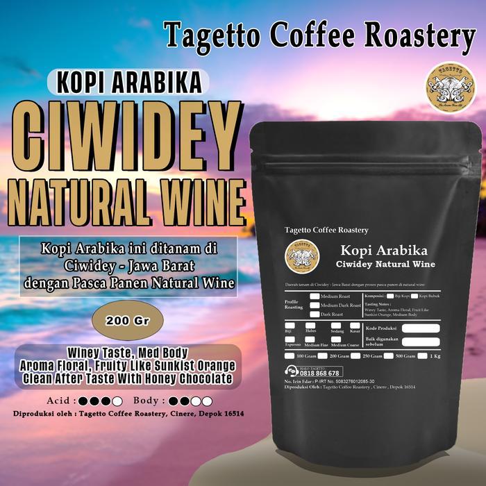 Biji Kopi Arabika Ciwidey Wine Natural 200 Gram - Medium Roast