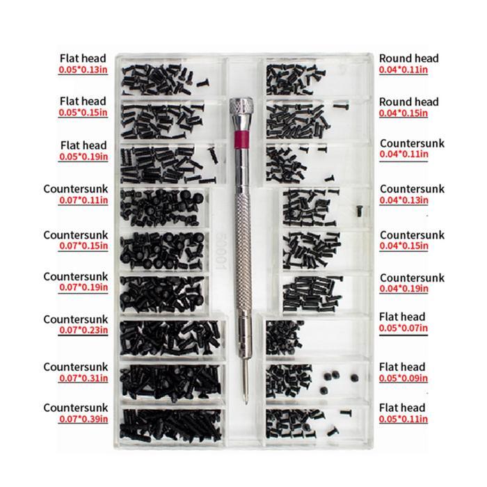 Baut Mini 18 Jenis 500PCs Kit Sekrup Mini Reparasi Laptop HP PC Jam Tangan Kacamata Baut HP