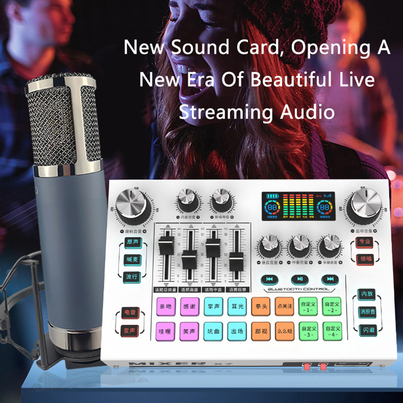 Live Streaming Sound Card X7 Voice Changer DJ Mixer Effects For PC Streaming Smartphone Computer