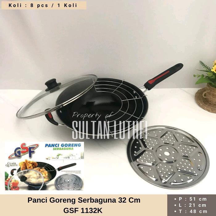 SPECIAL wajan serbaguna tutup kaca tiriskan steamer gsf G 1132 ksg