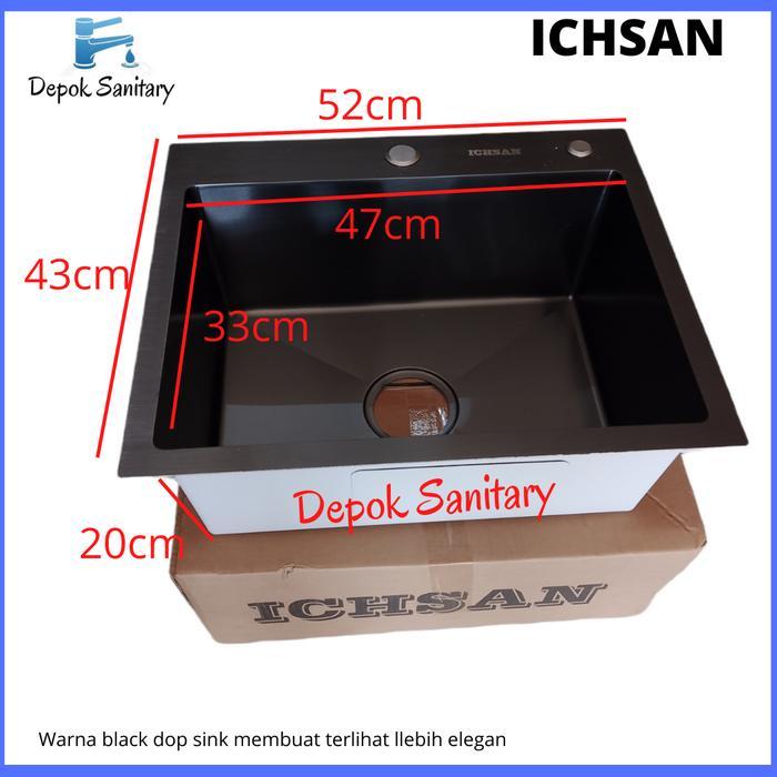 Kitchen Sink Stainless Hitam Black 5243 / Paket Kitchen Sink -Ichsan