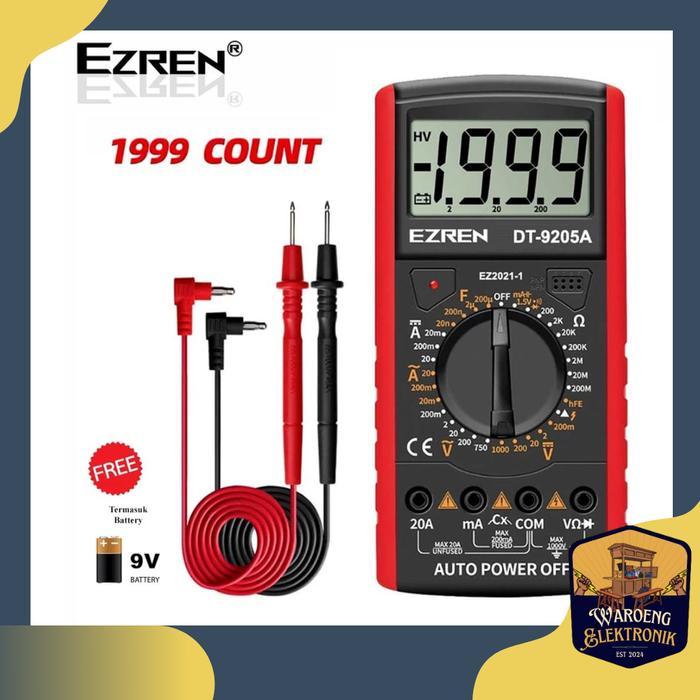 Ezren Dt-9205A Multimeter Avometer Multitester Digital Dc Ac Diode Tr Digital Multimeter - Black Red