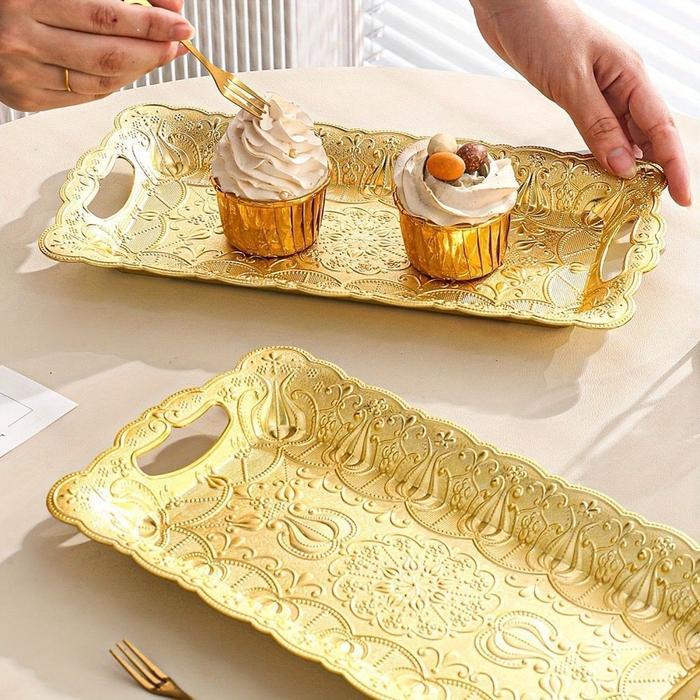 Nampan Makanan European Fruit Plate Tray Vintage Gold Nampan Saji / Tray Nampan Makanan Tray Nampan