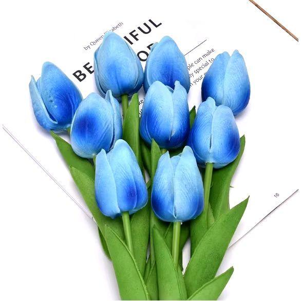 Grosir Bunga Jakarta 12pcs Tangkai Tulip Latex Gradasi Biru Hiasan Pajangan Dekorasi Harga 1 Lusin