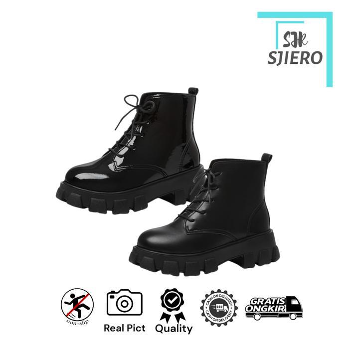 Donatello - Sepatu Docmart Wanita Premium 243 Boots Hitam