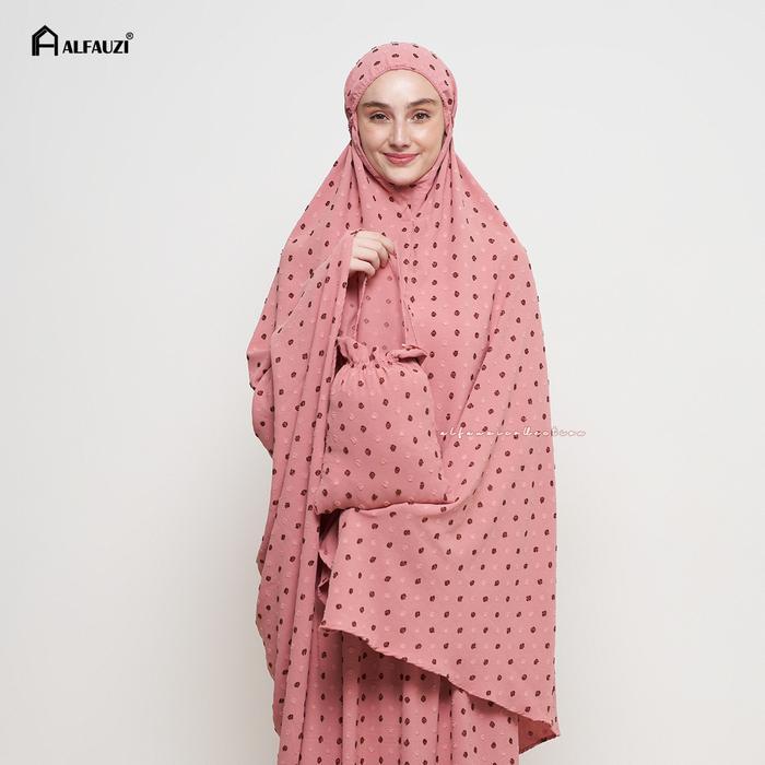 Alfauzi - Mukena Dewasa Crinkle Dot Twotone Uragiri Airflow Premium Pouch Panjang Variasi Bawahan