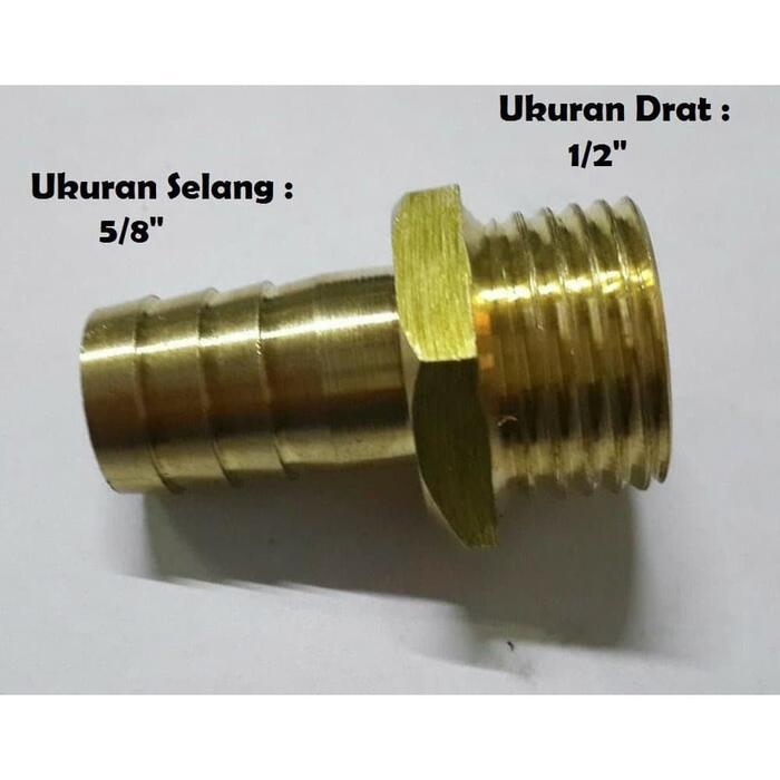 TERLENGKAP Nipple / Nepel Selang 1/2 x 5/8 KUNINGAN ASLI