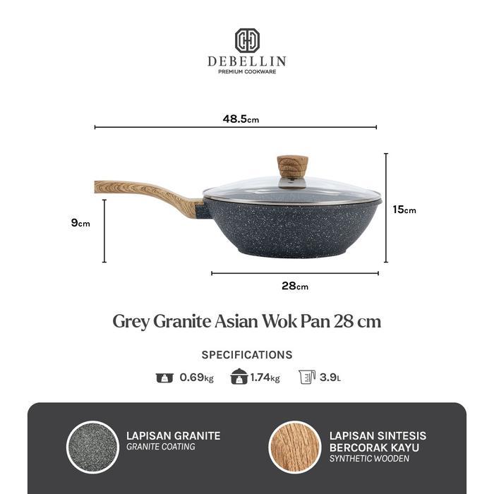 Debellin Grey Granite Asian Wok Pan 28 Cm